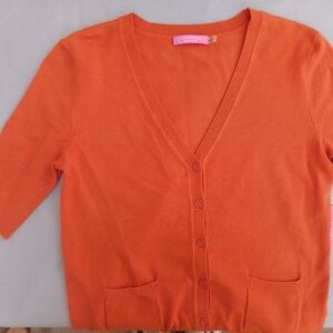 Isaac Mizrahi Burnt Orange V-Neck Cardigan